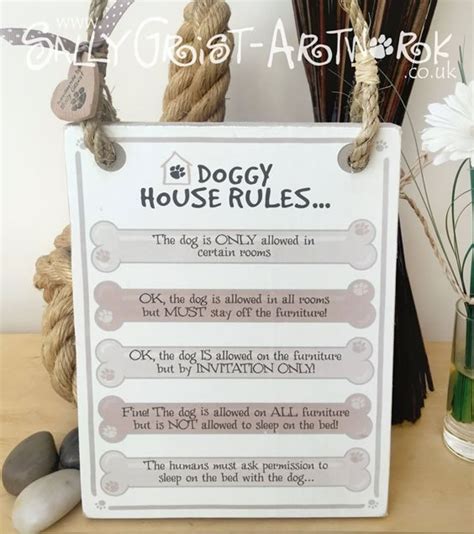 Doggy House Rules Funny Sign - Sally Grist Artwork