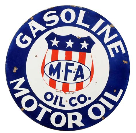 Lot Detail - REPRODUCTION MFA GASOLINE MOTOR OIL WITH LOGO PORCELAIN SIGN.