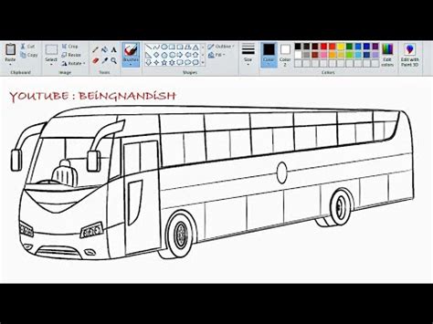 How to draw a Bus in 3D using Simple Paint Program | Bus Drawing Tutorial on Computer Paint ...