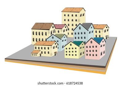 Vector Cartoon Cityscape Stock Vector (Royalty Free) 618724538 ...