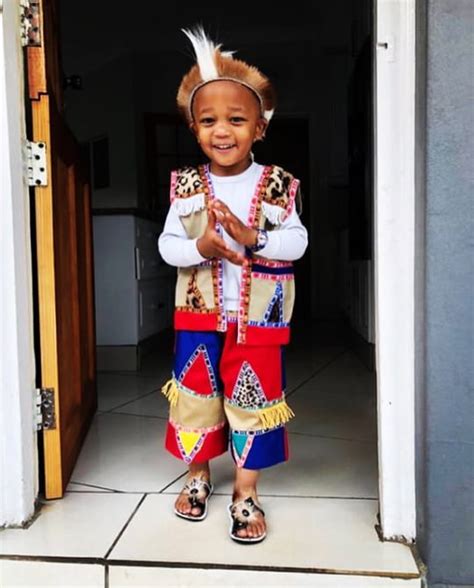 Clipkulture | Boy In Modern Zulu Attire With Head band For Heritage Day