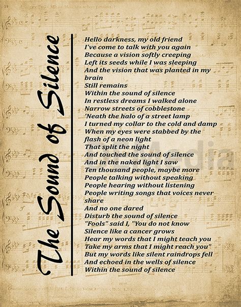 The Sound of Silence Lyrics Digital Download Lyrics Picture - Etsy