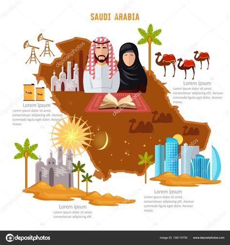 Saudi Arabia infographics. sights, culture, traditions, map — Stock ...