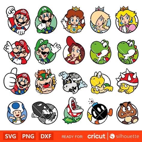 Super Mario Characters Bundle Svg, Mario Characters Svg, Super Mario ...