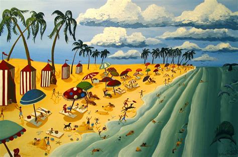 A Day At The Beach -original art by folkartmama | Folk art, Art, Fine ...