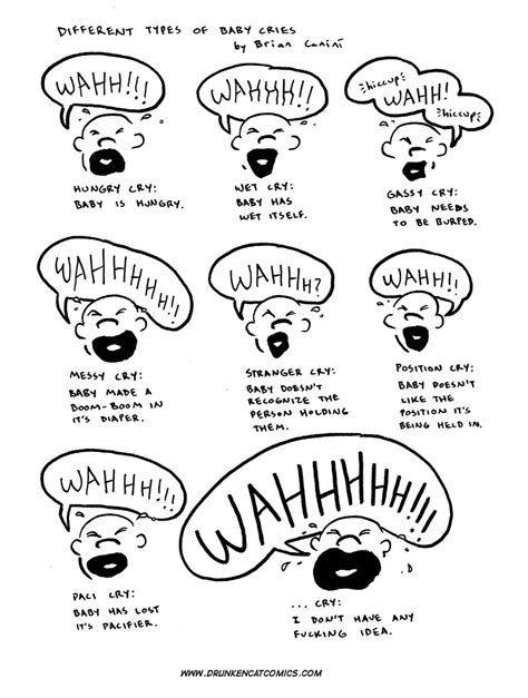 Different Types of Baby Cries - Drunken Cat Comics