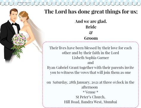 Kerala Christian Wedding Invitation Wording