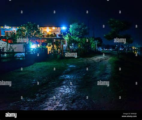 Pokhara city at night. Nightlife in Pokhara, Kathmandu, Nepal Stock ...