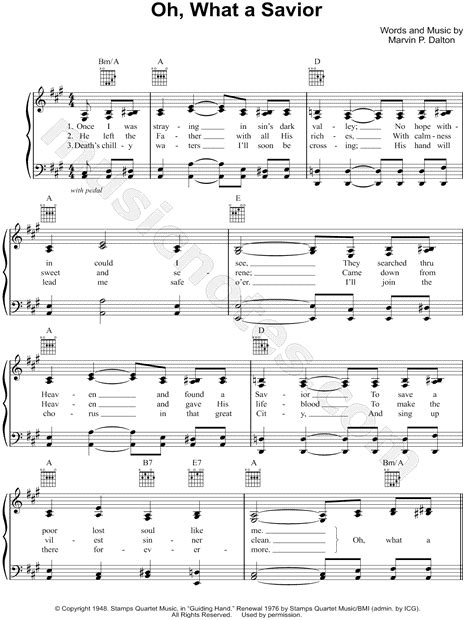 Marvin P. Dalton "Oh, What a Savior" Sheet Music in A Major (transposable) - Download & Print ...