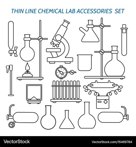 Thin line chemical lab equipment Royalty Free Vector Image