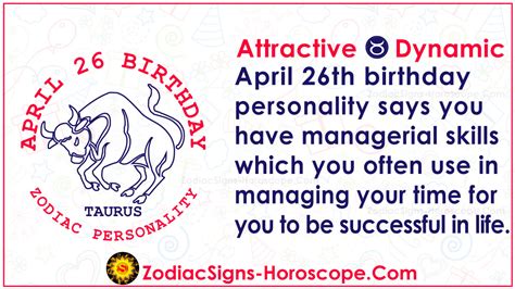 April 26 Zodiac (Taurus) Horoscope Birthday Personality and Lucky Things