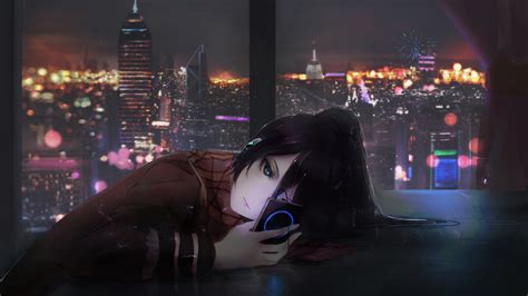 Anime, Girl, Lonely, Night, City, 4K, #242 Wallpaper