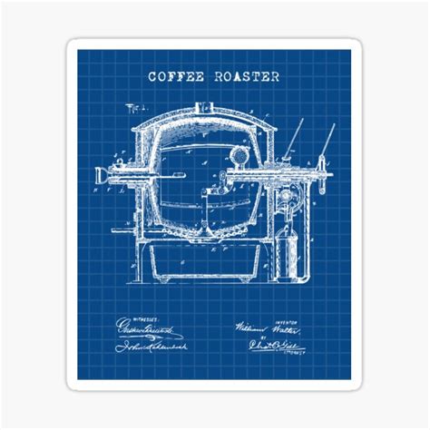 "Coffee Roaster Technical Drawing Patent Blueprint" Sticker by ...