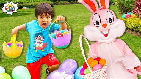 Huge Easter eggs Hunt with Ryan and the Easter Bunny! - YouTube