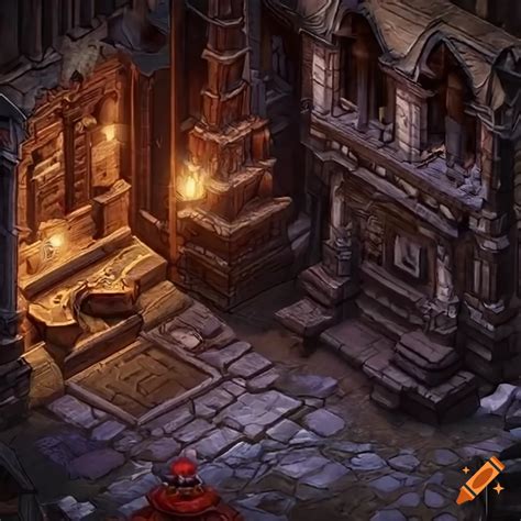 Isometric concept art for rpg dungeon with cinematic lighting and ...