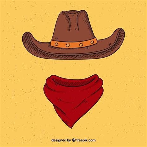 Free Vector | Cowboy hat and scarf | Desenho de chapéu de cowboy, Chapéu de caubói, Arte sertaneja