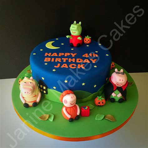 Zombie Peppa Pig halloween birthday cake | Peppa pig pumpkin party, Peppa pig party decorations ...