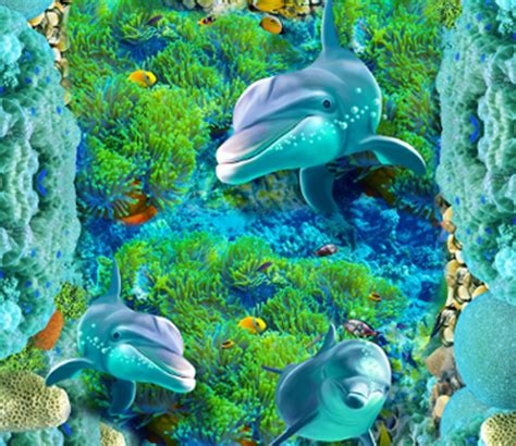 3D Bright Ocean Floor Mural | AJ Wallpaper