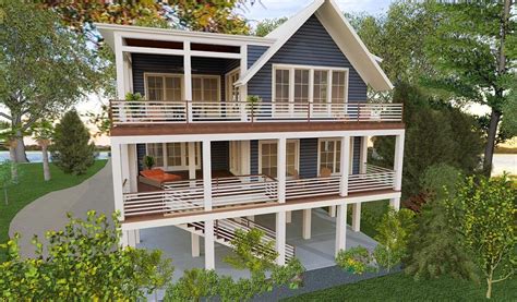 Coastal Stilt House Plan with Elevator and Second-level Living Space ...