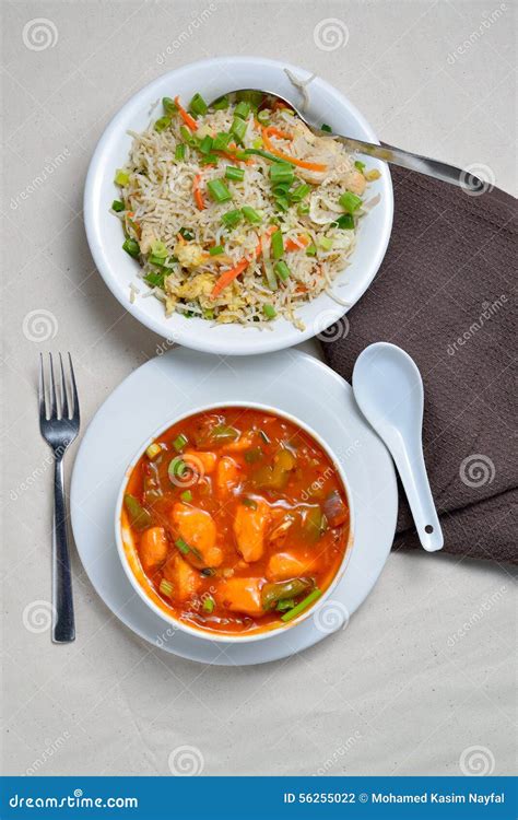 Fried Rice and Chicken Manchurian Stock Photo - Image of ramadan, appetizer: 56255022