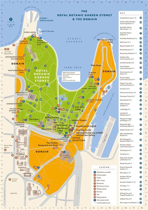 Sydney botanic gardens map - Royal botanic gardens sydney map (Australia)