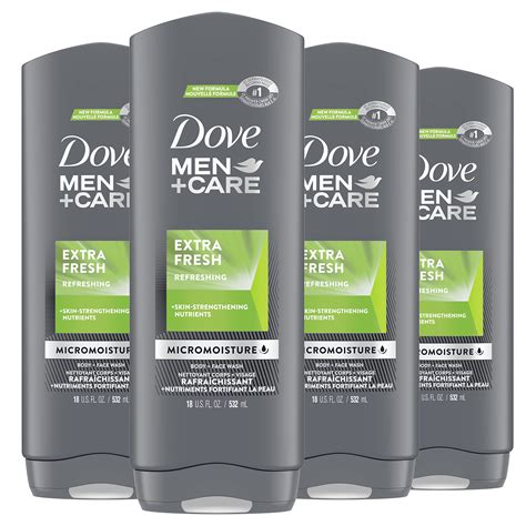 Dove Men+Care Body Wash for Extra Fresh Skin | 18 Ounce (Pack of 4)