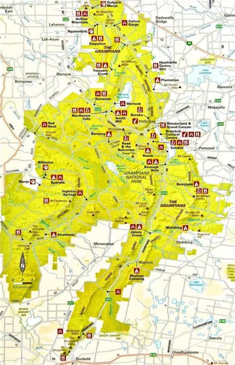 Grampians Map - Mountains & Walks, Victoria, Australia