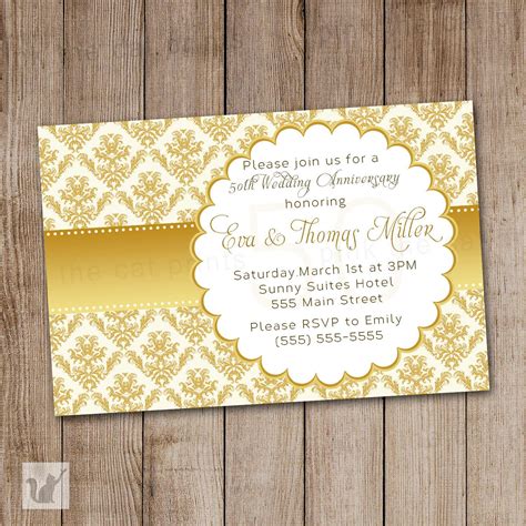 50th Golden Wedding Anniversary Invitation Card