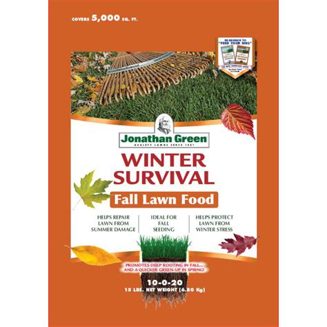 Jonathan Green 12400 Winter Survival Fall Lawn Fertilizer, 10-0-20, 50 – toolboxsupply.com