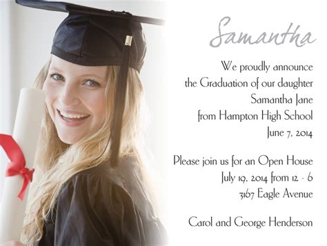 Announce the news of your Graduation with flair! Your full color photo is printed to the left of ...