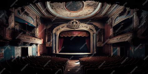 Premium AI Image | Interior view of old cinema theater Theater vintage stage Empty theater hall ...