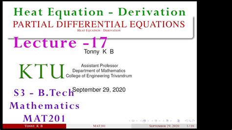 Heat equation | Derivation | PDE-17 - YouTube