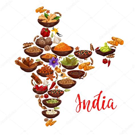 Vektör Hint baharat Hindistan Haritası Stock Vector by ©Seamartini 206497638