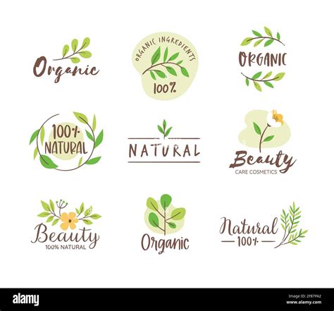 Organic and Natural logo collection. Hand drawn natural cosmetic ...