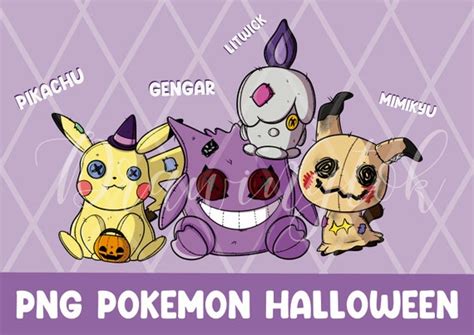 Pokemon Halloween Clipart Png Clip Art Set Instant Download - Etsy