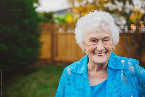 "Happy Portrait Of Old - Elderly - Woman In Backyard" by Stocksy ...