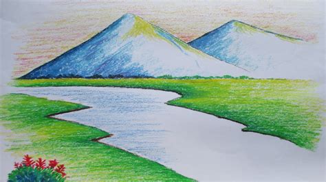 Beginners Mountain Landscape Drawing with Oil Pastel - YouTube