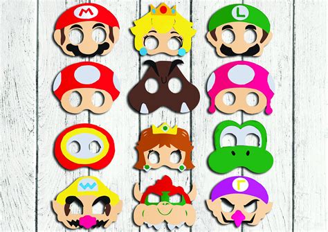 Super Mario Masks, Super Mario Printables, Super Mario Party, Costume ...