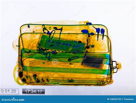 Scanned Baggage on the X-ray Scanner Screen at the Airport Stock Image - Image of luggage ...