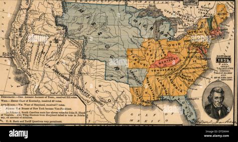 USA Presidential Election 1832 - Andrew Jackson with 219 Electoral votes defeated Henry Clay of ...