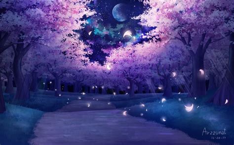 Sakura Garden at night, Natthamon Asawakowitkorn | Anime backgrounds wallpapers, Beautiful ...