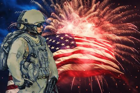 American Soldier USA Flag Fireworks Free Stock Photo - Public Domain Pictures