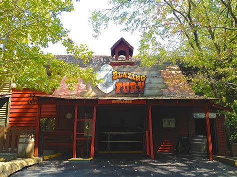 Entrance to Blazing Fury, Dollywood's indoor dark coaster and the theme park's first coaster. # ...