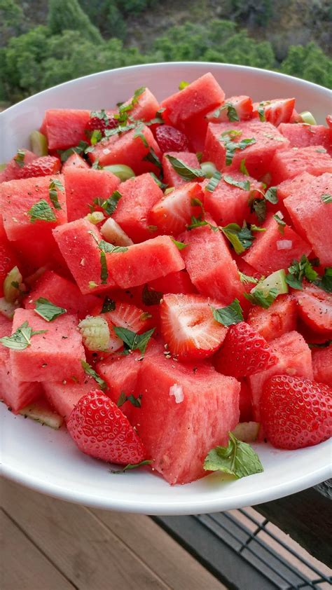 Watermelon Strawberry, & Tomatillo Salad | Clean Food Crush