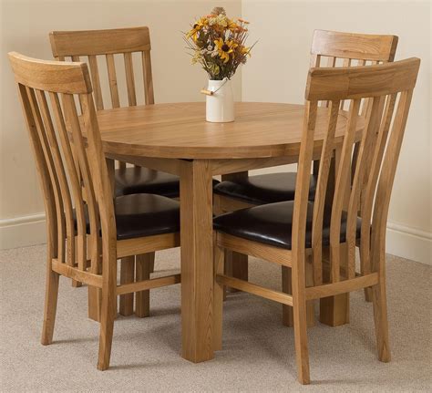 Edmonton Solid Oak Extending Oval Dining Table With 4 Harvard Solid Oak Dining Chairs [Light Oak ...