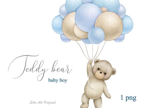 Teddy Bear Clipart Airballoons Baby Boy Shower Blue Clipart - Etsy