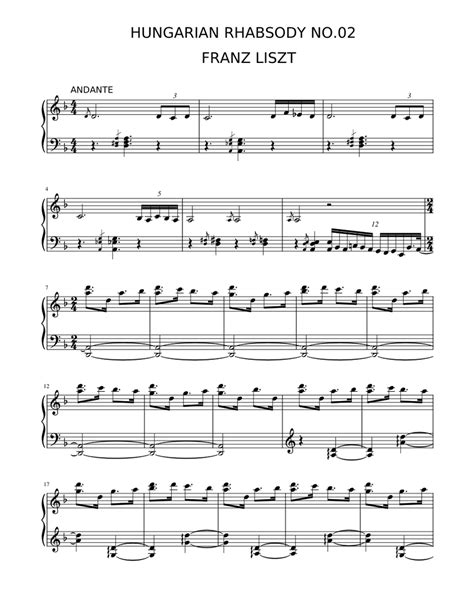 Hungarian Rhapsody No.02 EASY version Sheet music for Piano (Solo) | Musescore.com