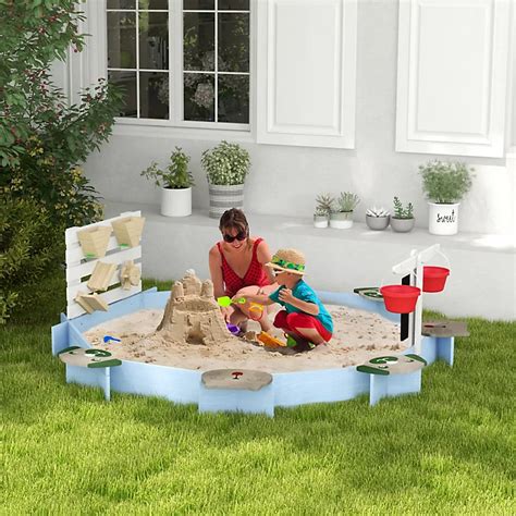 Outsunny Kids Sandbox Outdoor Playset for 3-7 Years Old, Blue | DIY at B&Q