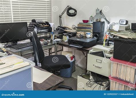 Messy Cluttered Busy Office Desk Stock Image - Image of home, desk: 122922337