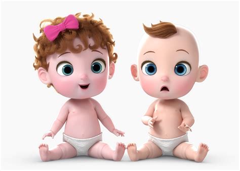 3D Model Cartoon Baby Girl Boy - TurboSquid 1288896